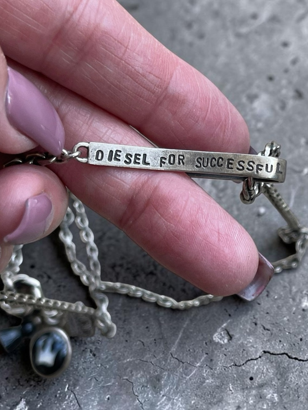 Diesel Successful Living Sterling Silver Multi Charm Necklace - Picture 6 of 8
